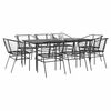 vidaXL 9 Piece Garden Dining Set Black Poly Rattan Glass
