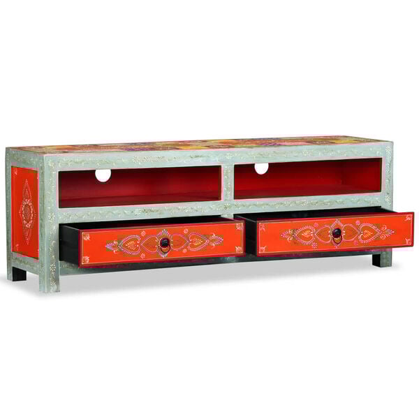 vidaXL TV Cabinet Solid Mango Wood Hand Painted