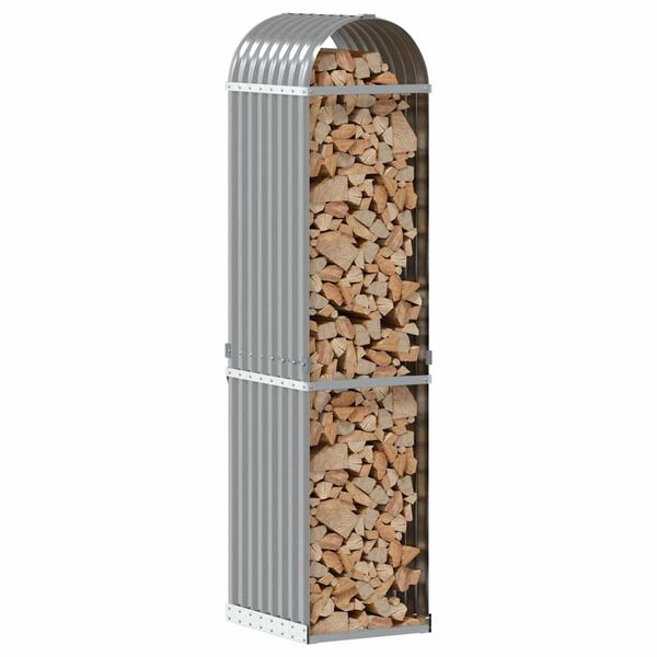 vidaXL Log Holder Light Grey 40x45x170 cm Galvanised Steel