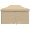 vidaXL Foldable Party Tent Pop-Up with 4 Sidewalls Beige