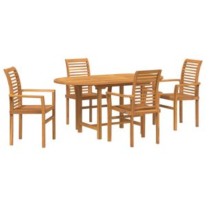 vidaXL Garden Dining Set 5 pcs Brown Solid Teak Wood
