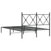 vidaXL Metal Bed Frame without Mattress with Headboard Black 120x190cm