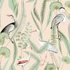 DUTCH WALLCOVERINGS Wallpaper Flamingo Cream and Mint