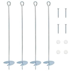 vidaXL Earth anchor 4 pcs Silver &Oslash;10 x 60 cm Galvanized Metal