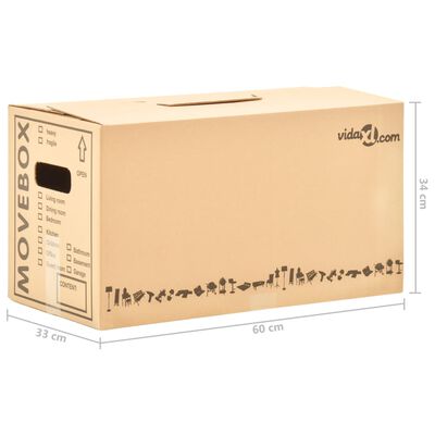 vidaXL Moving Boxes Carton XXL 80 pcs 60x33x34 cm