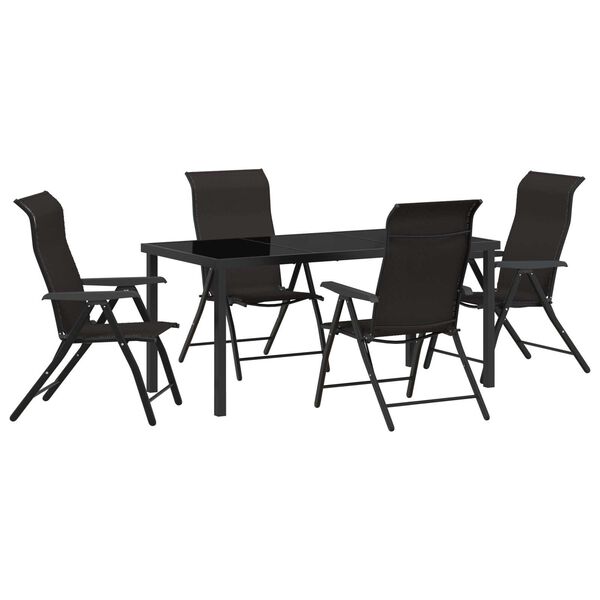 vidaXL Garden Dining Set 5 pcs Black coffee Poly rattan
