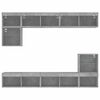 vidaXL 8 Piece TV Wall Units with LED Concrete Grey Engineered Wood