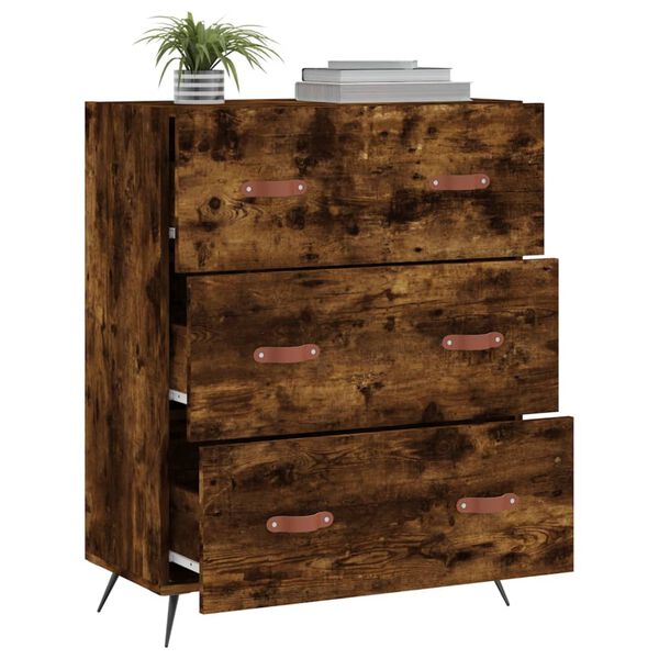 vidaXL Chest of Drawers Smoked Oak 69.5x34x90 cm Engineered Wood