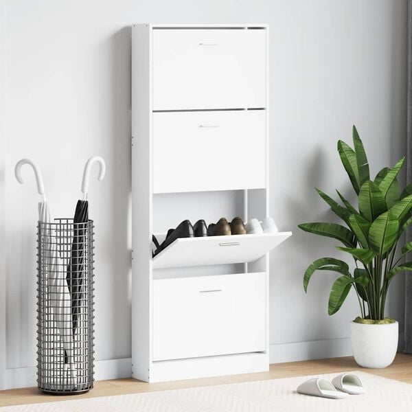 vidaXL Shoe Cabinet White 59x17x150 cm Engineered Wood