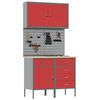 vidaXL Work Bench with Drawer 5 pcs Red 100 x 55 x 200 cm Steel