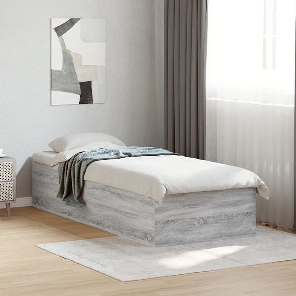 vidaXL Bed Frame without Mattress Grey Sonoma 90x190 cm Single
