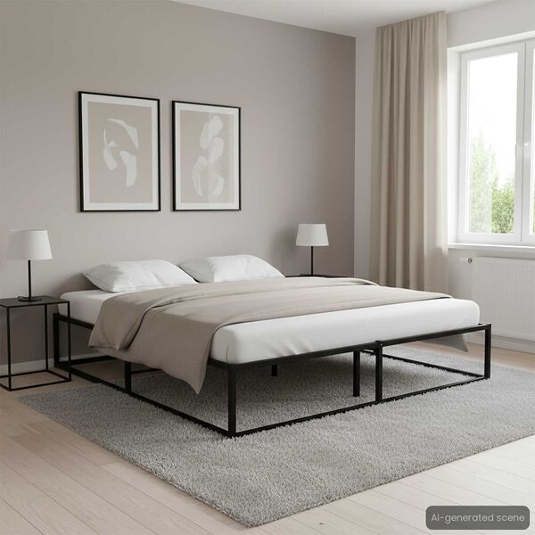 vidaXL Bed Frame without Mattress Black Metal 200x200 cm