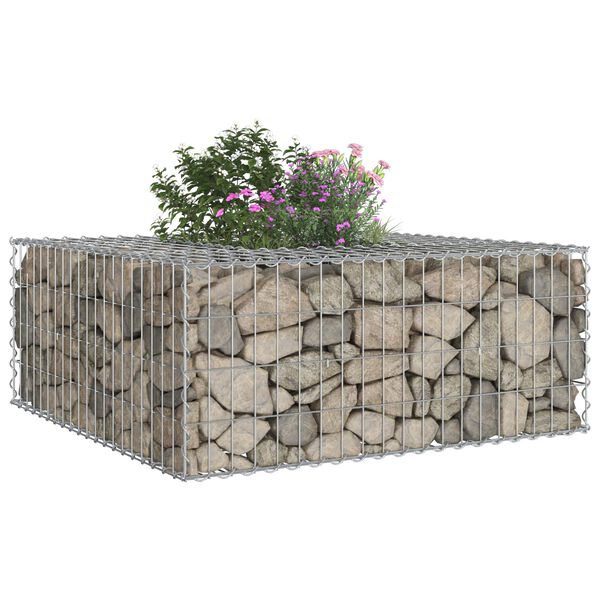 vidaXL Gabion Raised Bed Silver 100 x 100 x 40 cm Galvanised Steel