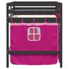 vidaXL Kids' Loft Bed with Curtains without Mattress Pink 80x200 cm