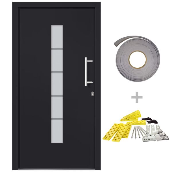 vidaXL Front Door Aluminium and PVC Anthracite 110x210 cm