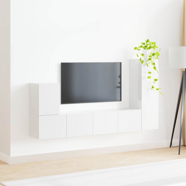 vidaXL TV Cabinet Set 3 pcs High Gloss White Engineered Wood