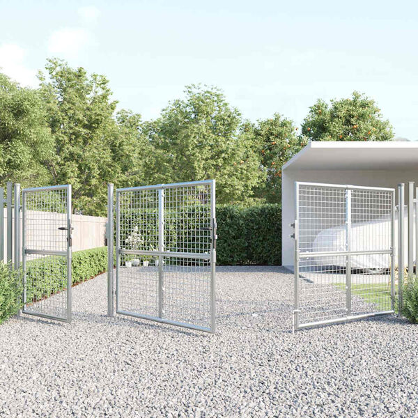 vidaXL Mesh Garden Gate Silver 400x125 cm Galvanised Steel
