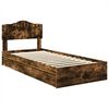 vidaXL Storage Bed with Drawer Smoked Oak 100 x 200 cm Engineered Wood