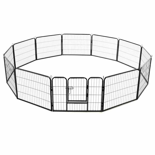 vidaXL Dog Playpen 12 Panels Steel 80x60 cm Black