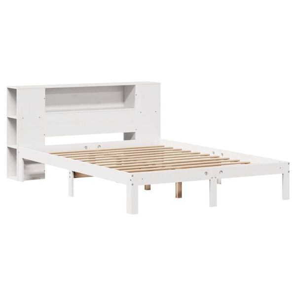 vidaXL Bookcase Bed without Mattress White 140x200cm Solid Wood Pine