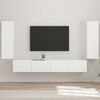 vidaXL TV Wall Cabinet Set 4 pcs High Gloss White Engineered Wood