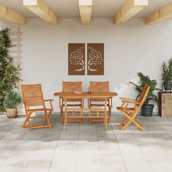 vidaXL Garden Dining Set Folding 5 pcs Brown Solid acacia wood