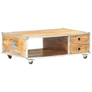 vidaXL Coffee Table | Natural wood | Solid rough mango wood and metal | Medium