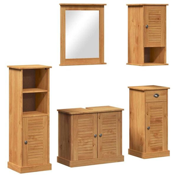 vidaXL Bathroom Furniture Set VIGO 5 pcs Honey Brown Solid Pine Wood