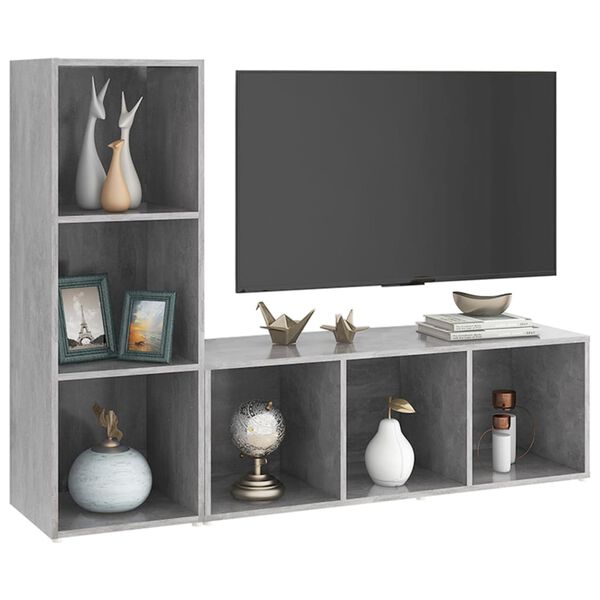 vidaXL TV Cabinets 2 pcs Concrete Grey 107x35x37 cm Engineered Wood