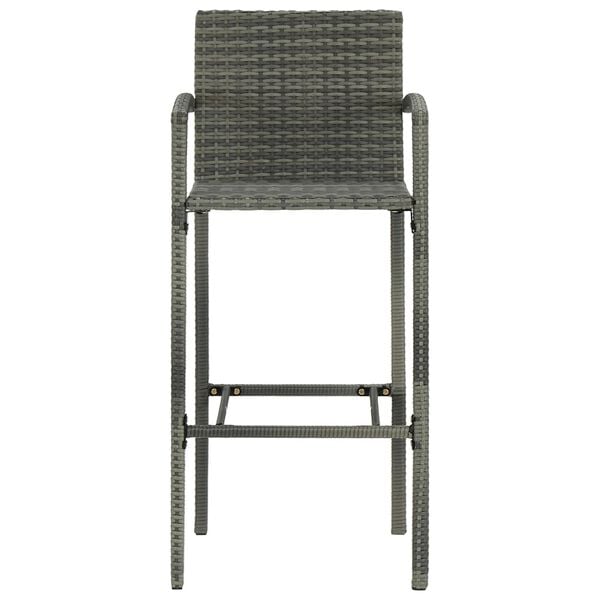 vidaXL Bar Stools 4 pcs Grey Poly Rattan