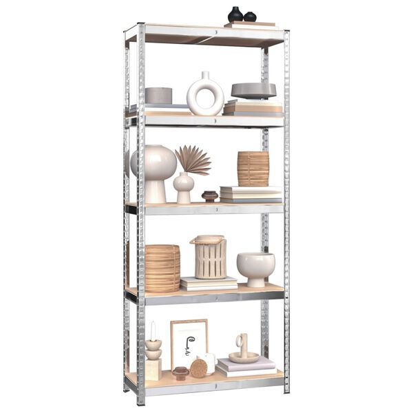 vidaXL 5-Layer Shelves 4 pcs Silver Steel&Engineered Wood