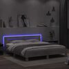 vidaXL Bed Frame with LED without Mattress Concrete Grey 180x200 cm Super King