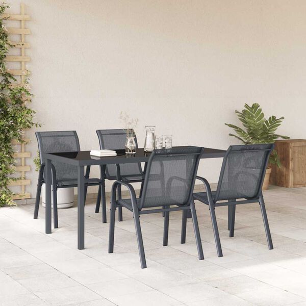 vidaXL Stackable Garden Chairs 4 pcs Grey Textilene Fabric