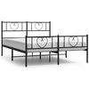 vidaXL Metal Bed Frame without Mattress with Footboard Black 140x190cm