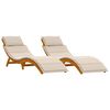 vidaXL Sun lounger 2 pcs White 184 x 55 x 64cm Solid Acacia wood