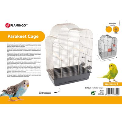 FLAMINGO Parakeet Cage Wammer 1 54x34x75 cm Metallic Taupe