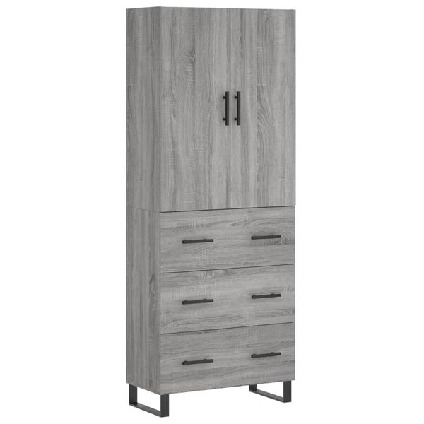 vidaXL Highboard Grey Sonoma 69.5x34x180 cm Engineered Wood