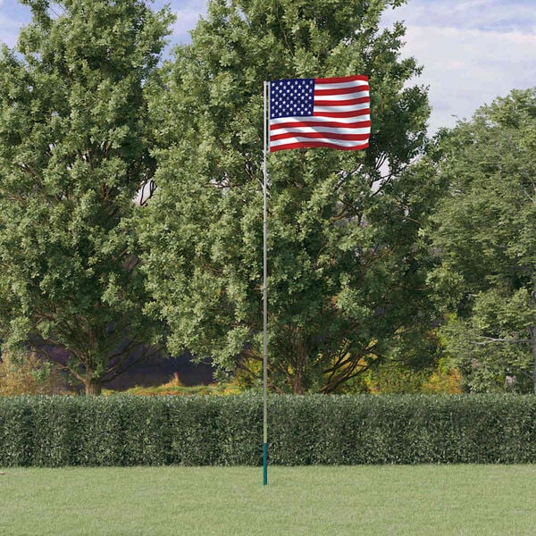 vidaXL US Flag and Pole 5.55 m Aluminium