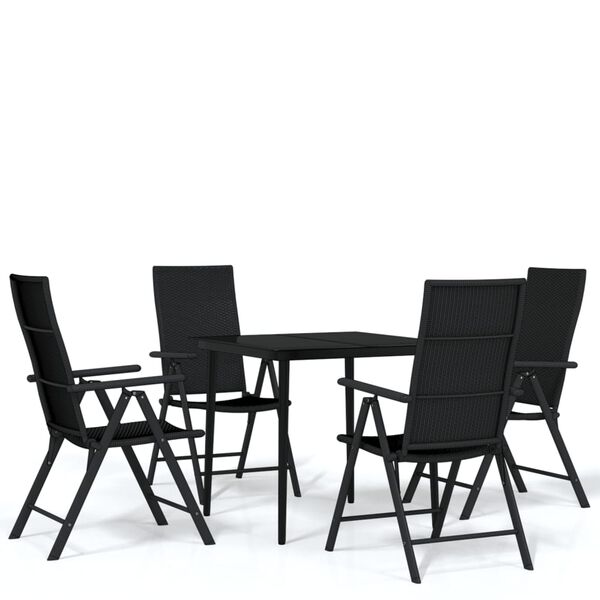 vidaXL 5 Piece Garden Dining Set Black