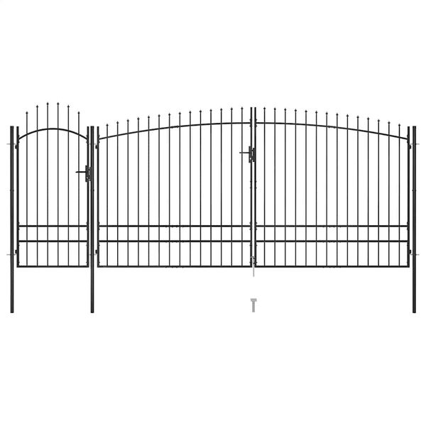vidaXL Garden Fence Gate with Spear Top 5x2.45 m Black