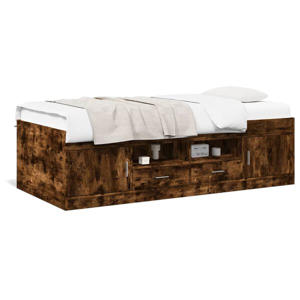 vidaXL Daybed with Drawers without Mattress Smoked Oak 90x190 cm Single