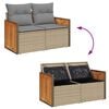 vidaXL 9 Piece Garden Sofa Set with Cushions Beige Poly Rattan Acacia