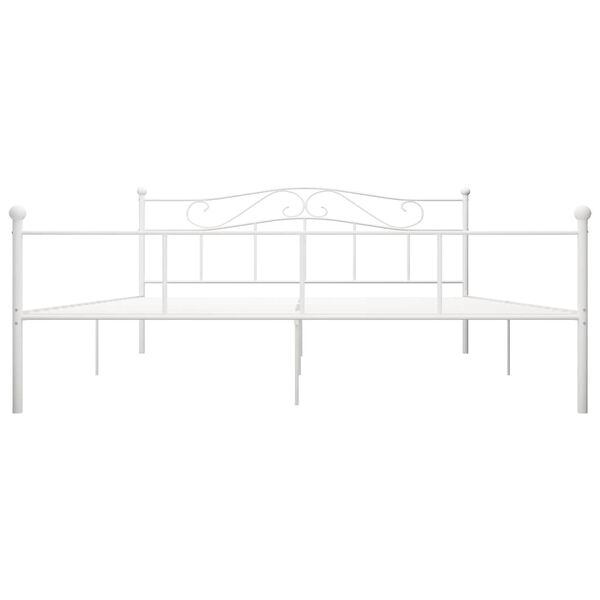 vidaXL Bed Frame without Mattress White Metal 180x200 cm Super King