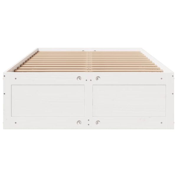 vidaXL Bed Frame without Mattress with Drawers White 135x190 cm Double Solid Wood Pine