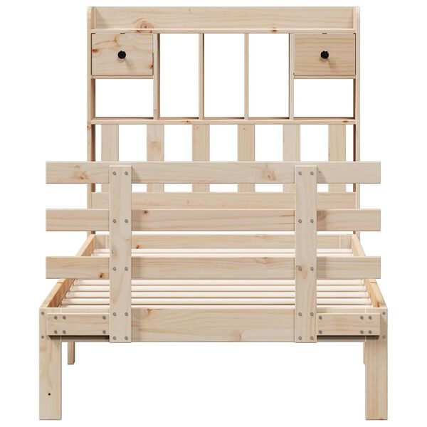 vidaXL Bookcase Bed without Mattress 75x190 cm Small Single Solid Wood Pine