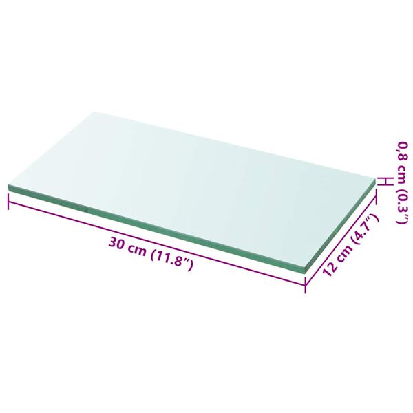 vidaXL Shelf Panel Glass Clear 30x12 cm