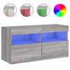 vidaXL TV Wall Cabinet with LED Lights Grey Sonoma 80x30x40 cm