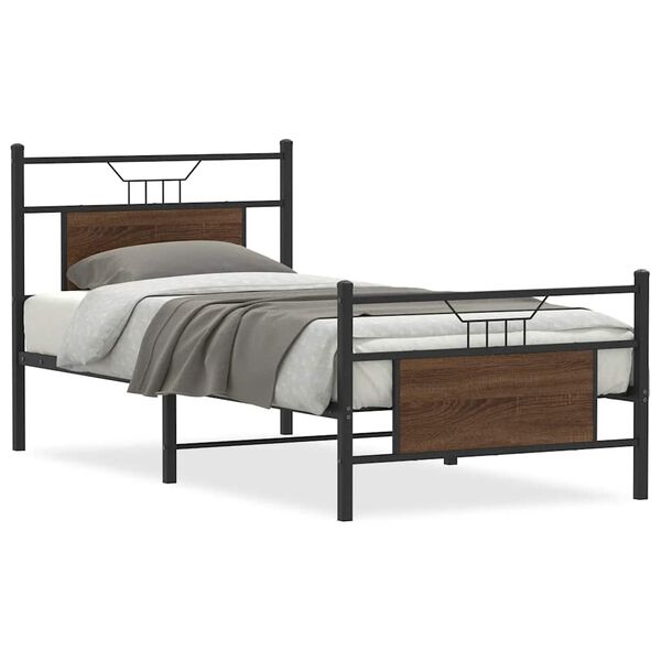 vidaXL Bed Frame without Mattress Brown Oak 90x200 cm Engineered Wood