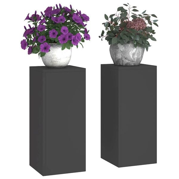 vidaXL Plant Stand 2 pcs Black 24 x 24 x 55 cm Steel