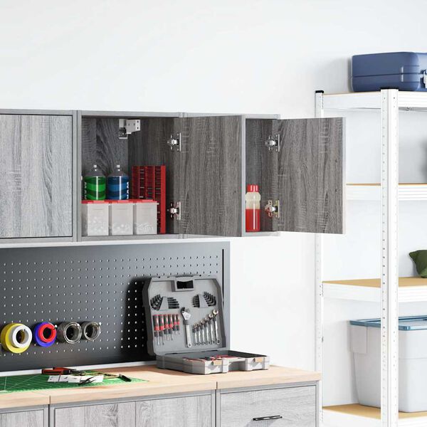 vidaXL Garage Wall Cabinets 2 pcs Grey Sonoma Engineered Wood